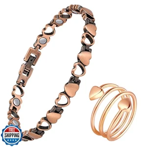 Feraco Bracciale in Rame da Donna 99,99% Rame Massiccio Bracciali Magnetici, Uniq - Foto 1 di 5