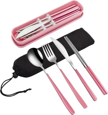 Travel Utensils With Case 18/8 Stainless Steel Camping Utensils Reusable Port... - Image 1 of 4