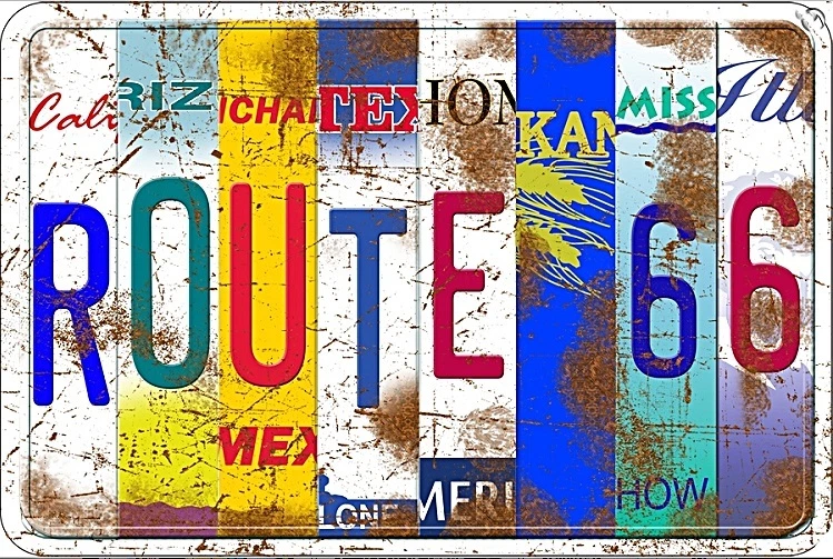Placas de licencia Route 66 letrero de metal en relieve 305 mm x 205 mm (sf)