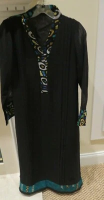 Mujer Paquistaní Gasa y Viscosa Kameez y Pantalón Traje 3 Piezas; Talla Pequeña Foto 1 de 4