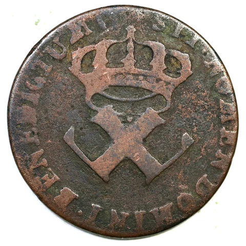 1721-H French Colonies 9 Deniers Colonial Copper Coin Cover