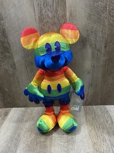 Disney Store Pride Collection Mickey Mouse Plush Rainbow Multicolor NWT - Picture 1 of 11