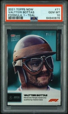 2021 Topps Now Valtteri Bottas #71 Limited Edition 23/99 Teal Parallel PSA 10 - Image 1 of 2