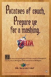 1998 The Legend of Zelda Ocarina of Time N64 Print Ad/Poster Official Promo Art - Picture 1 of 4