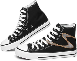 Women'S High Top Canvas Shoes Fashion Canvas Sneaker(Black Embroider.Us11) - Picture 1 of 12