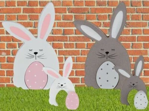 Easter Rabbit Wooden Decor Free Standing Crafts Bunny Easter Ornaments Bunny - Picture 1 of 1