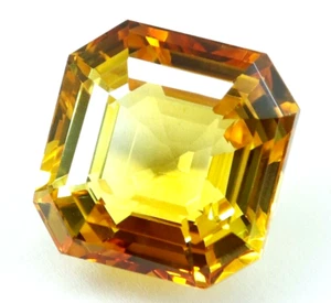 Pietra preziosa sciolta Asscher Granato Giallo Mali Naturale Impeccabile Certificato 14x13 MM - Foto 1 di 8