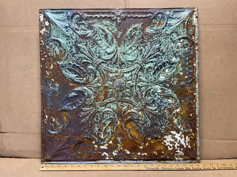 1pc 24" x 24" Full Piece Antique Ceiling Tin Vintage Reclaimed Salvage Art Craft Cover