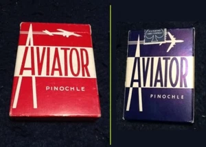 AVIATOR Pinochle Playing Cards ● Two New Sealed Pack ● Vintage ● Blue & Red - Picture 1 of 12