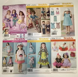 6 UNCUT Simplicity Patterns: Disney & Pillowcase Dresses, Tutus Baby Toddler - Picture 1 of 12