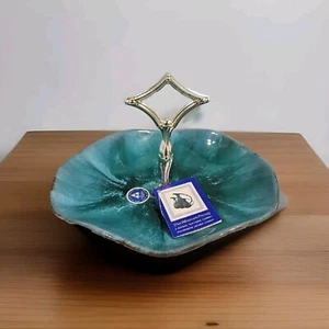 Blue Mountain Pottery Serving Snack Candy Dish Handle Green Studio Art Canada - Picture 1 of 17
