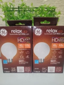 NEW  GE Lighting Relax LED Light Bulbs, 40 Watt Eqv, Soft White HD Light, G25... - Picture 1 of 4