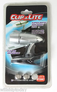Clip A Lite led light clips on anywhere Flashlight Reading Book