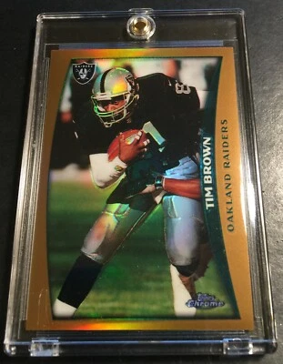 1998 TIM BROWN TOPPS CHROME REFRACTOR #132 RAIDERS HOF (721) - Image 1 of 2