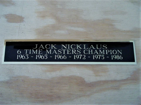 Jack Nicklaus 6X Masters Champion Nameplate For A Framed Golf Flag 1.5" X 6" Cover