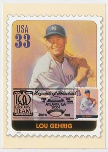 TurtlesTradingPost- Legends of Baseball Lou Gehrig 2000 #3408t FDC- Max Card - Picture 1 of 2