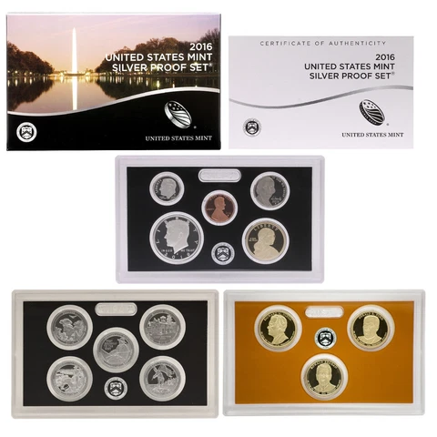 2016 S Proof Set Original Box & COA 13 Coins 90% Silver Cover