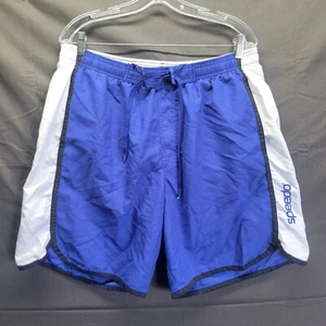 SPEEDO Men's Boardshorts elastic Swim Trunks Size L Blue Mesh Lined - Picture 1 of 5