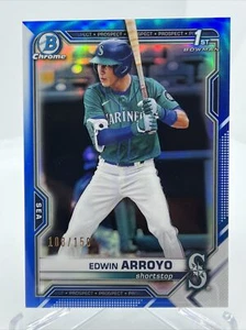 2021 Bowman Chrome Edwin Arroyo True Blue /150 Seattle Mariners 1st Bowman - Bild 1 von 2