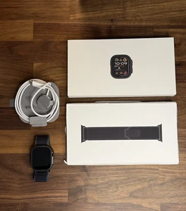 Apple Watch Ultra 2 - Black Titanium -BLACK TRAIL LOOP S/M - Pristine 100%BH! - Zdjęcie 1 z 8