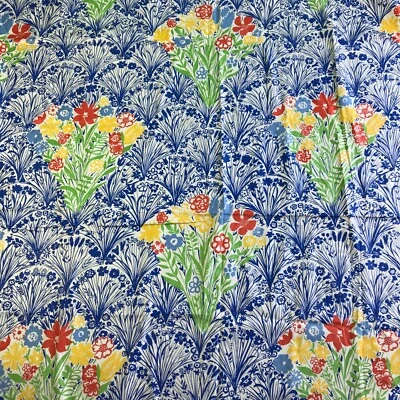 Tela de algodón pulido floral color primario Duralee vintage - 2,25 yardas Foto 1 de 4