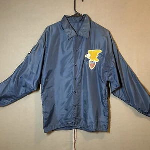 VTG 70s USA Ski Resort Windbreaker Jacket M Blue SnapUp Embroidered Patches RARE - Picture 1 of 16