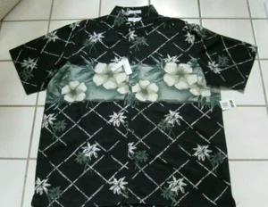 CHERESKIN Multicolored Palm Silk Men's Shirt Short Sleeve Pocket size L, New - Picture 1 of 7