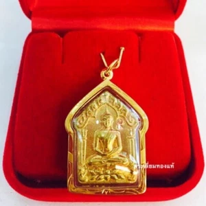 thai Amulet Phra Khun Phaen Pendant Pure Gold Waterproof Frame LP Kruba Na Luck - Picture 1 of 7