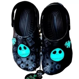 Crocs Nightmare Before Christmas Disney Glow in Dark Shoes Womens 8 Mens 6 Black - Picture 1 of 16