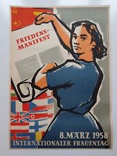 Plakat Böhm Internationaler Frauentag 8. März 1958 Propaganda Original DDR DEWAG