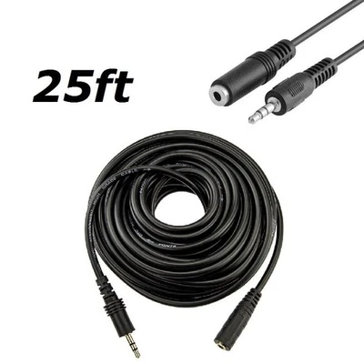25FT 3.5mm Audio Extension Cable Headphone Stereo Cord Male to Female AUX MP3 - Image 1 of 4