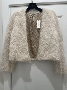 KNITTED & KNOTTED Fuzzy Faux Fur Cardigan NWT Eyelash Knit Callas Anthropologie - Picture 1 of 16