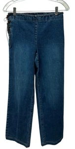 Vintage Ann Taylor Leder Side Lace Wide Leg Denim Jeans 28 x 28 Boho Hippie - Bild 1 von 6