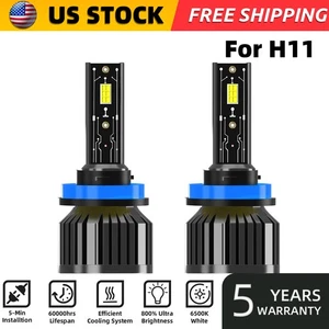 2PCS H8/H9/H11 LED Headlight Bulbs Kit High/Low Beam Super Bright 6000K White - Picture 1 of 13