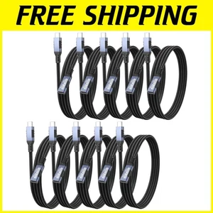 3ft USB Type C Extension Cable, 20Gbps Transfer, 240W Charge, 10-Pack Braided - Picture 1 of 11