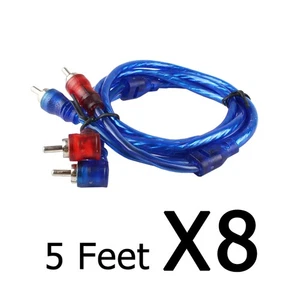 8pcs RCA Interconnect Cable 5FT 2 Channel Stereo Audio M/M Adapter Splitter Core - Picture 1 of 13