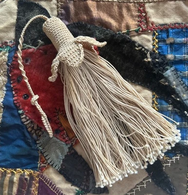 Borla de ganchillo grande vintage eduardiana hecha a mano Foto 1 de 4