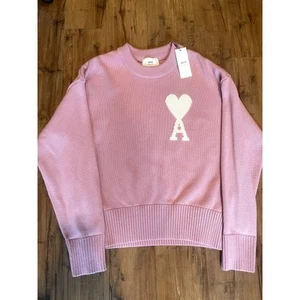 Ami Paris Pale Pink Crewneck Sweater - Picture 1 of 6