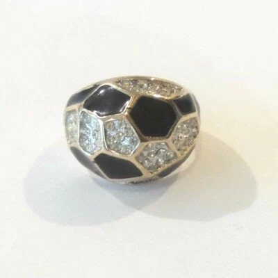 Anillo de moda vintage de diamantes de imitación y esmalte de diseñador talla 8,75 (#10) Foto 1 de 4