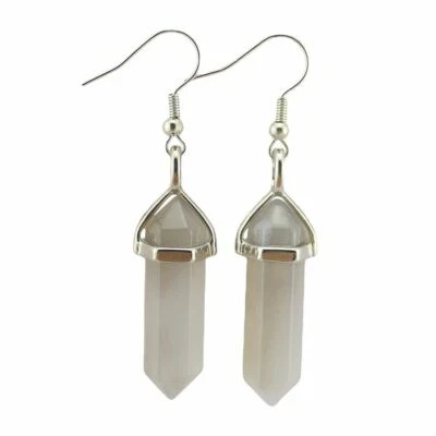 Par de piedras preciosas cristal punto hexagonal Reiki Chakra colgante moda pendientes tachuelas Foto 1 de 4