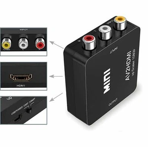 RCA AV to HDMI HD Converter Adapter Composite 3RCA CVBS Audio Video Wii NES SNES - Picture 1 of 13