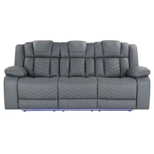 Global Furniture USA U7068 Gray Fabric Power Reclining Sofa with DDT WC and LED - Picture 1 of 7