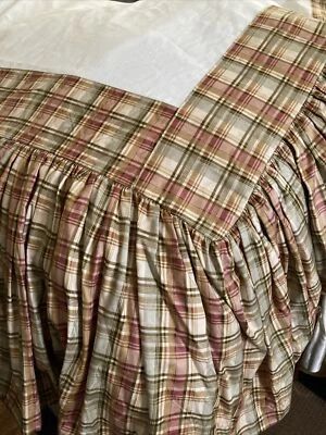 Custom Made Luxury Taffeta Plaid Bed Skirt 60” X 78” Size Bedding 14" Drop - Image 1 of 4