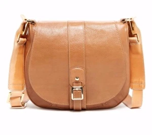HUNTER HANDBAG LILA MEDIUM SADDLEBAG TAUPE LEATHER MESSENGER BAG $495 MDSD12F - Picture 1 of 12