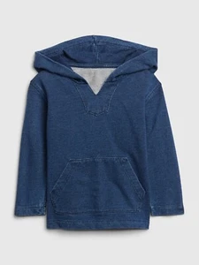 NEW $35 GAP Toddler Unisex Soft Denim Pullover Hoodie Medium Indigo Size 5T - Picture 1 of 4