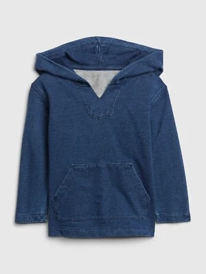 NUEVO $35 GAP Niño Pequeño Unisex Suave Denim Pullover Sudadera con Capucha Mediana Índigo Talla 5T Foto 1 de 4