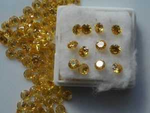 5mm Yellow Cubic Zirconia gemstones,round cut 4 for £1.30p - Picture 1 of 6