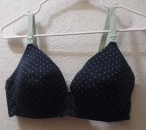 Motherhood Maternity Navy Blue Polka Dot Plunge Softcup Nursing Bra Size 38D - Picture 1 of 5