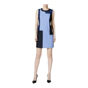 Vestido recto Calvin Klein bloque de color denim sin mangas azul de carrera para mujer talla 4P - Imagen 1 de 10