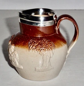 Antiker englischer Salzglasur Krug mit George Knight, London um 1820 schwerer Silberrand - Bild 1 von 8